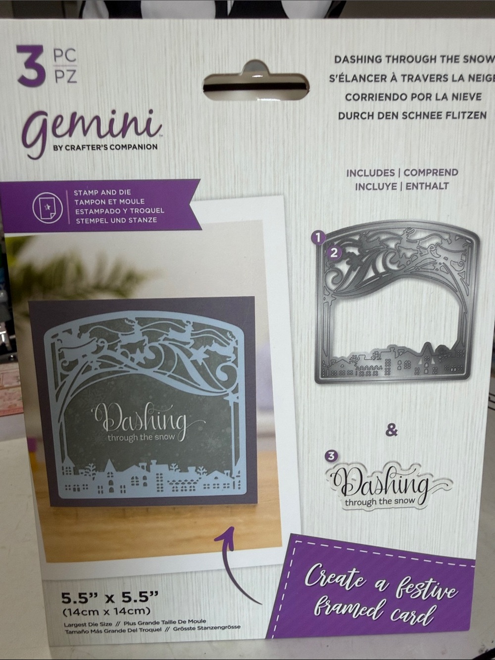 Crafters Companion Dashing Through The Snow Decorative Frame Stamp & Die Set